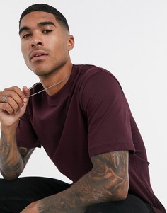 Бордовая футболка из органического хлопка с высоким воротником Selected Homme-Красный