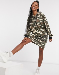 Зеленое платье-футболка с капюшоном и принтом Love Moschino-Зеленый