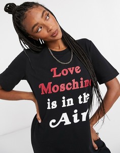 Черное платье мини с логотипом спереди Love Moschino-Черный