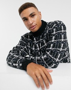 Фактурный джемпер в клетку ASOS DESIGN-Черный