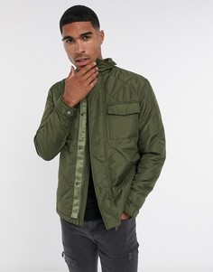 Стеганое пальто цвета хаки Selected homme-Зеленый