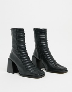 Черные кожаные полусапожки на каблуке ASOS DESIGN premium-Черный