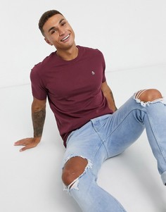 Бордовая футболка с маленьким логотипом Original Penguin-Красный