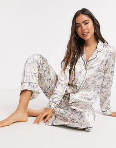 Кремовый комплект с цветочным принтом из рубашки и брюк Vero Moda-Мульти