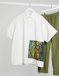Белая свободная рубашка с принтом ASOS DESIGN-Белый