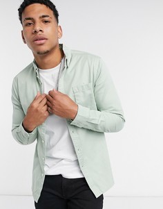 Светло-зеленая приталенная джинсовая рубашка из органического хлопка ASOS DESIGN-Зеленый