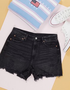 Черные джинсовые шорты бойфренда в стиле 90-х American Eagle-Черный