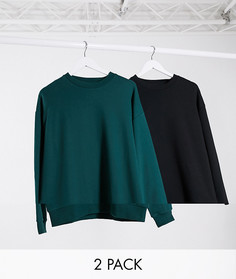 2 свитшота в стиле oversized черного цвета и хаки ASOS DESIGN-Мульти