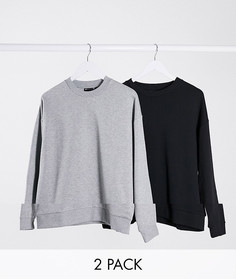 2 свитшота в стиле oversized черного и серого цвета ASOS DESIGN-Мульти