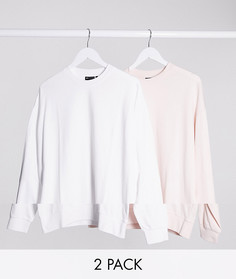 Набор из 2 легких oversized-свитшотов розового/белого цвета ASOS DESIGN-Мульти