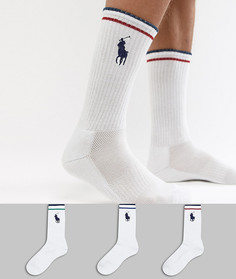 Набор из 3 пар носков с крупным логотипом Polo Ralph Lauren-Белый