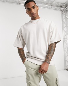 Бежевый oversized-свитшот с короткими рукавами ASOS DESIGN