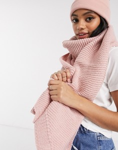 Розовый шерстяной oversized-шарф Pieces