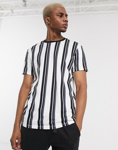 Белая футболка в вертикальную полоску Bershka-Белый