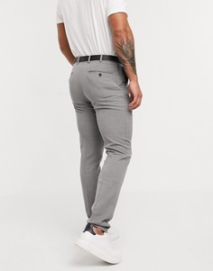 Темно-серые узкие брюки в клетку Celio-Серый
