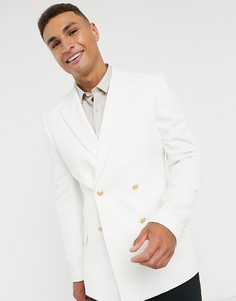 Белый двубортный пиджак на золотистых пуговицах ASOS DESIGN