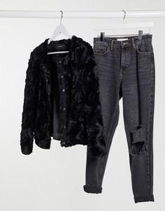 Черный укороченный полушубок Vero Moda
