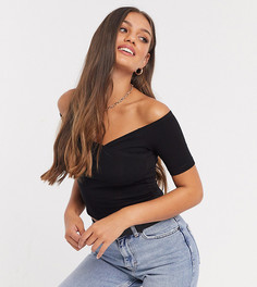 Черный соблазнительный топ с запахом ASOS DESIGN Petite