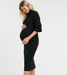 Платье миди в рубчик ASOS DESIGN Maternity-Черный