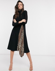 Платье миди с высоким воротником ASOS DESIGN-Черный
