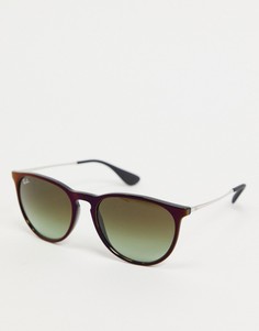 Серебристо-черные солнцезащитные очки в круглой оправе Rayban-Черный