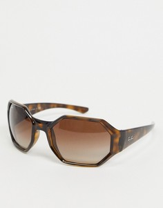 Солнцезащитные очки в черепаховой крупной оправе Rayban-Коричневый