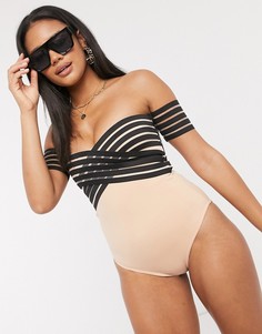 Слитный купальник с открытыми плечами ASOS DESIGN-Черный