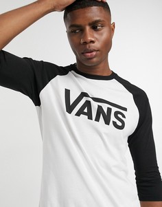 Черная футболка с рукавами реглан Vans Classic-Белый