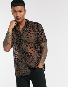 Рубашка от комплекта с выжженным леопардовым узором ASOS EDITION-Коричневый
