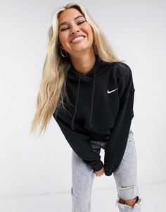 Черный худи oversized с логотипом-галочкой Nike