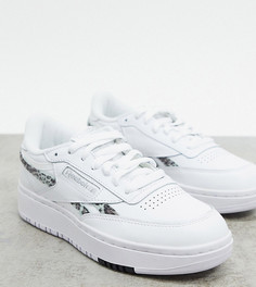 Белые кроссовки с леопардовым принтом Reebok Classic Club C Double эксклюзивно для ASOS-Черный