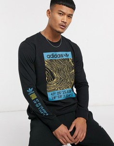 Черный лонгслив с принтом adidas Originals