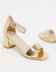 Золотистые босоножки на каблуке Glamorous-Золотой