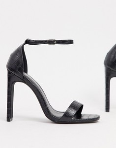 Черные босоножки на каблуке с крокодиловым узором Glamorous-Черный