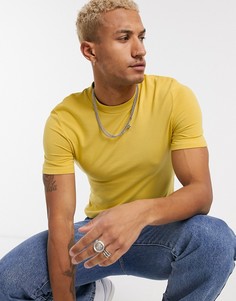 Желтая обтягивающая футболка из органического хлопка ASOS DESIGN-Желтый