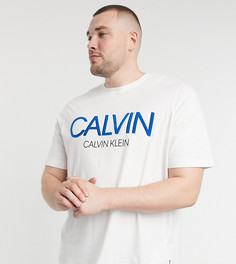 Белая футболка с контрастным большим​​​​​​​ логотипом Calvin Klein Big and Tall-Белый