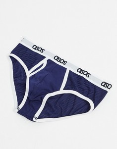 Темно-синие сетчатые трусы с белым кантом ASOS DESIGN-Темно-синий