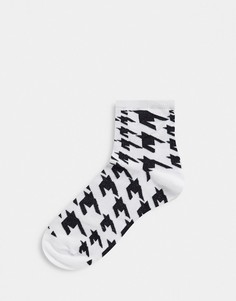 Черные/белые носки до щиколотки с принтом ASOS DESIGN-Черный