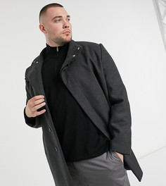 Темно-серое пальто с добавлением шерсти ASOS DESIGN Plus-Черный
