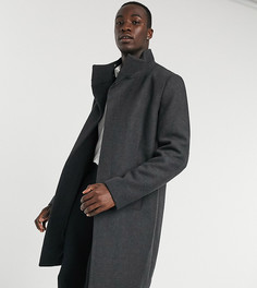 Темно-серое пальто с воротом-трубой ASOS DESIGN Tall-Черный