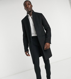 Черное пальто с добавлением шерсти и лацканами ASOS DESIGN Tall-Черный