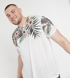 Бежевая футболка с цветочным принтом Burton Menswear Big & Tall-Белый