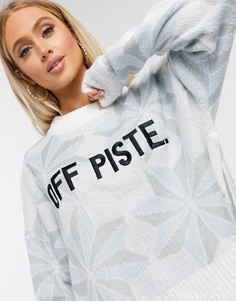 Голубой свитер с надписью "Off piste" Missguided-Синий