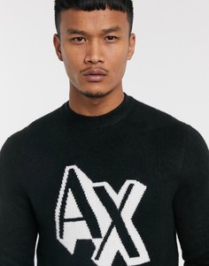 Черный джемпер с логотипом на груди Armani Exchange