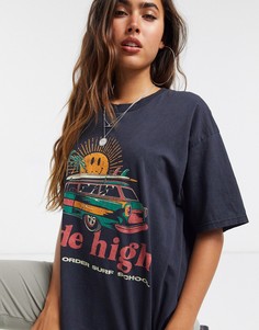 Черная пляжная футболка в стиле oversized New Girl Order-Черный