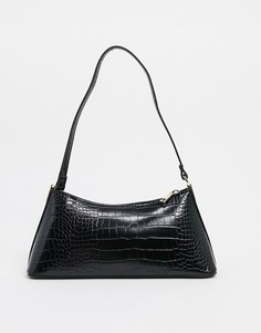Черная сумка на плечо с крокодиловым эффектом ASOS DESIGN-Черный