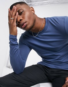 Синяя футболка с отворотами на рукавах ASOS DESIGN-Синий