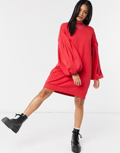Красное платье-свитшот в стиле oversized с объемными рукавами ASOS DESIGN-Красный