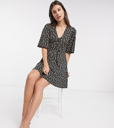 Черное свободное платье мини с цветочным принтом ASOS DESIGN Tall-Черный