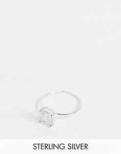 Серебряное кольцо с квадратным камнем ASOS DESIGN-Серебряный